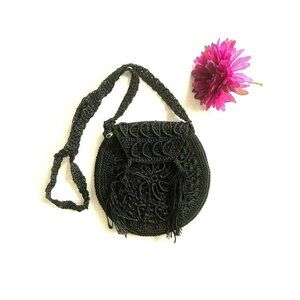 Round Crocheted Bohemian Cross Body Bag Handmade in Guerrero Mexico